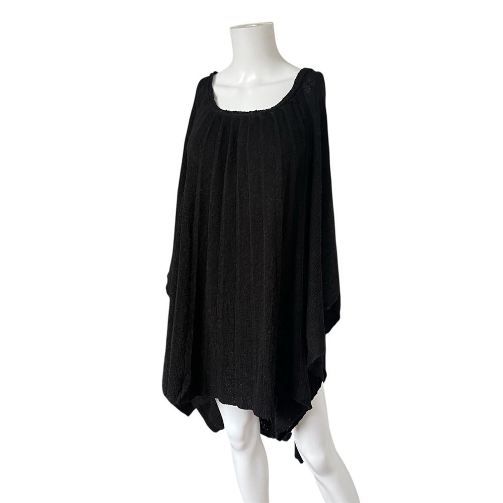 Free People Frontier Cape Black Slip On Knit Sweater Warm High Low Size Medium M